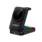 Frontech 3-in-1 Magnetic Wireless Charger with Night Light Fast Charging Type-C Input for iPhone AirPods & Apple Watch Foldable Stand (CCH-0017B)