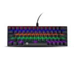 Frontech 63-Key Mechanical Gaming Wired Keyboard Rainbow Backlit 26 Anti-Ghosting Keys Detachable Type-C Cable Windows/Mac/iOS/Android (KB-0010P)