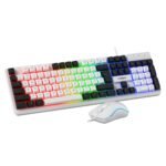 Frontech Quantum Striker Gaming Combo Rainbow Backlit Keyboard Optical Mouse 2400 DPI 4 Button USB Plug & Play 104 Keys 1 Year Warranty (KB-0050WHT)