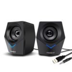Frontech 2.0 Multimedia Speakers 10W USB-Powered PC/Laptop/Mobile Speakers 3.5mm AUX Blue LED Lighting (SPK-0011)