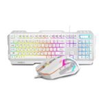 Frontech Metal Warrior Gaming Combo Rainbow Backlit Aluminium Keyboard 19 Anti-Ghosting Keys 7200 DPI Optical Mouse Ergonomic 1-Year Warranty (White)