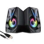Frontech Multimedia Speakers 12W 2.0 Channel Stereo Sound RGB Lighting USB Powered 3.5mm AUX 1 Year Warranty (SPK-0014)