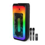 Frontech Smash Pro-244 Trolley Speaker 120W Dual 10-inch Drivers RGB BT 5.1 TWS FM/USB Wireless Mics (SW-0244)